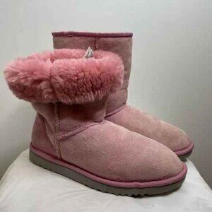 UGG Australia Classic‎ Short Leather Sheepskin Lined Winter Boots Pink Size 10